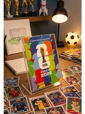 Mazeronreklam Şeffaf Pleksi Albüm Standı - Fifa Dünya Kupası Çıkartma Albümü Masaüstü Sergileyici