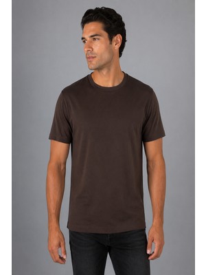 Bisse Kahverengi Bisiklet Yaka T-Shirt TS26Y26100_K11