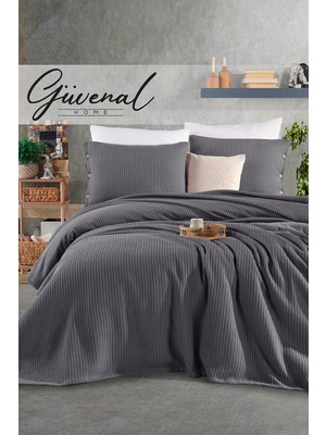 Güvenal Siena | %100 Pamuk Çift Kişilik 200X230 cm Düğme Detaylı Yastık Kılıf'lı Örgü Pike Takımı