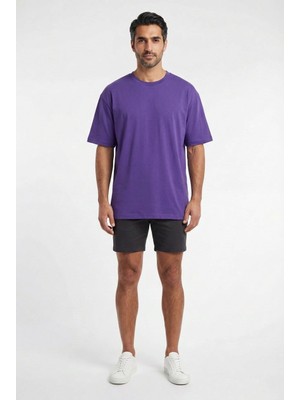 Lixa Basic Mor Oversize Erkek T-Shirt 141166