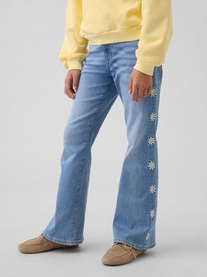 Gap Kız Çocuk Mavi High Rise Işlemeli '70S Flare Jean Pantolon