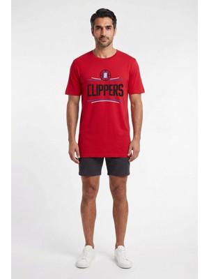 Usa Basketball Clippers Kırmızı Dar Kalıp Erkek T-Shirt 141962