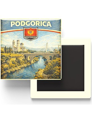 Vavis Karadağ Podgorica Şehri Temalı Vintage Buzdolap Magneti – 9x9 cm