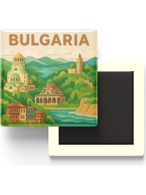 Vavis Bulgaristan - Paper Cut Art - Baskılı Buzdolap Magneti Kare - 9x9 cm