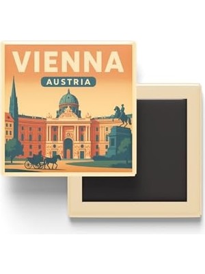 Vavis Viyana Avusturya - Hofburg Sarayı - Baskılı Buzdolap Magneti Kare 9x9 cm