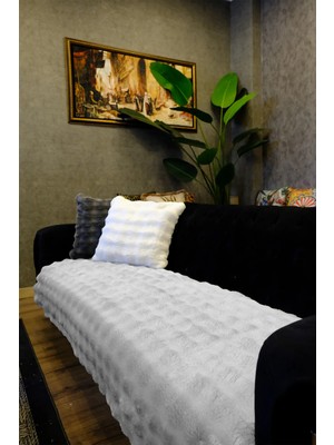 Dekomod Peluş Koltuk Örtüsü Pofuduk Bubble Gri Sadece Oturmak Için 1 Adet 90X200 cm