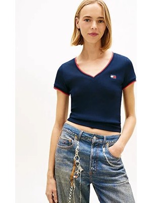 Tommy Hilfiger Kadın Slim Fit Badge T-Shirt