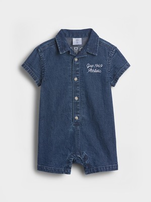 Gap Bebek Mavi Denim Gap Logo Şort Tulum