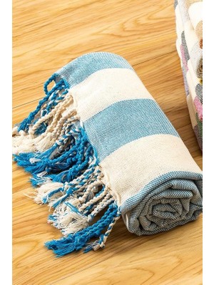 Vavis Striped Peştemal Banyo Havlusu Plaj Havlusu Mavi