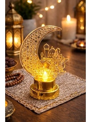 Vavis Gold Ayyıldız Pilli LED Işık, Askılı Fener Süsü Sarı Işıklar Peri Işıkları Aydınlatmalı Şerit LED Ramazan Süsü LED Işık