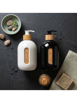 Vavis 500 ml Cam Sıvı Sabunluk - Bambu Pompalı ve Etiketli Şık Tasarım (1 Adet) Asorit Gönderim