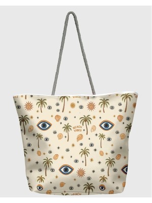Miami Beach Beach Vibes Desenli Plaj Çantası 8022