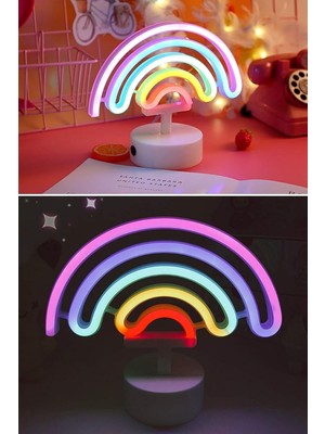 Vavis Gökkuşağı Neon LED Işık, Renkli Plastik Masaüstü Dekoratif Ambiyans Aydınlatması, USB Beslemeli