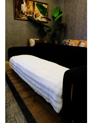 Dekomod Peluş Koltuk Örtüsü Pofuduk Bubble Beyaz Sadece Oturmak Için 1 Adet 90X200 cm