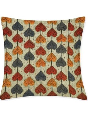 Vavis 4’lü Dijital Baskılı Dekoratif Yastık Kılıfı Seti 45X45 cm - Retro Yaprak Deseni, Sonbahar Renkleri (Kırmızı, Turuncu, Gri) - Keten Dokulu Kumaş, Yumuşak ve Dayanıklı Kırlent Kılıfı - Ev, Ofi