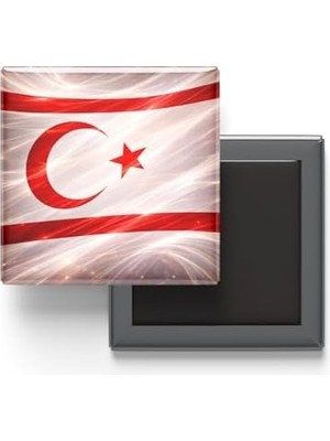 Vavis Kuzey Kıbrıs - Abstract Efektli Bayrak - Baskılı Kare Buzdolap Magneti