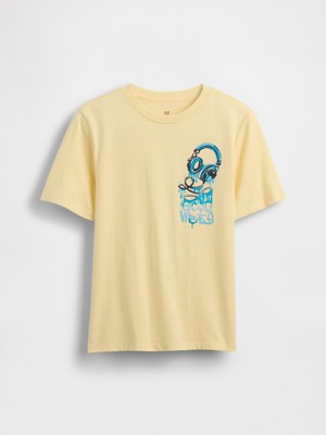 Gap Erkek Çocuk Sarı Grafik Baskılı T-Shirt
