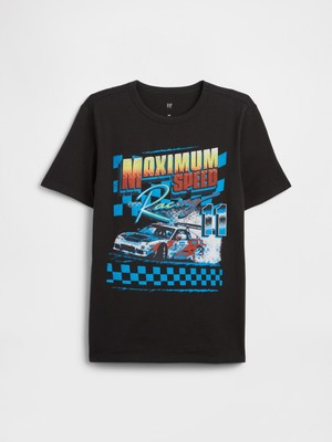 Gap Erkek Çocuk Siyah Grafik Baskılı T-Shirt