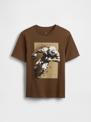 Gap Erkek Çocuk Kahverengi Grafik Baskılı T-Shirt