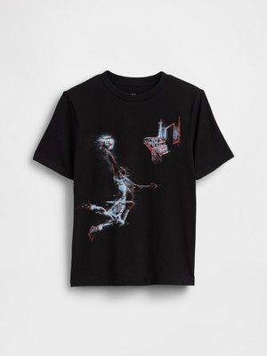 Gap Erkek Çocuk Siyah Grafik Baskılı T-Shirt
