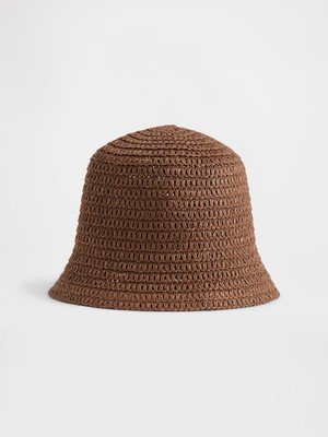 Gap Kadın Kahverengi Straw Bucket Şapka