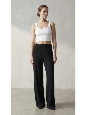Sinem Çeyiz Oroverde Casual Pants Kalın Lastikli Cepli Dökümlü Bol Paça Tek Pantolon