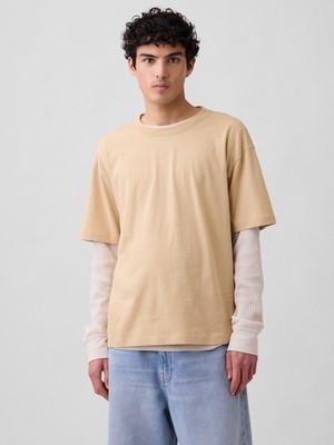 Gap Erkek Sarı Vintagesoft Boxy T-Shirt