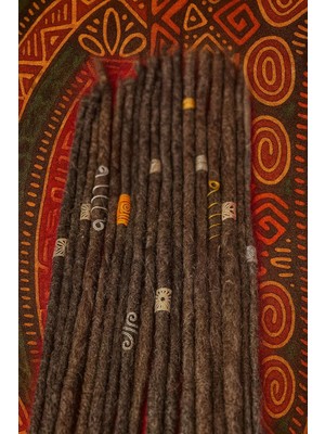 EstoreBox Handmade Dreadlock Saç Eklentileri, Doğal Görünümlü Rasta Örgü, El Yapımı Metal Aksesuarlı, Kahvere