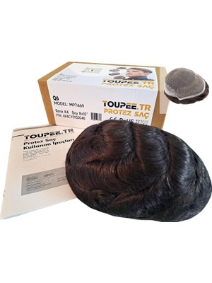 EstoreBox MP7469 Q6 Protez Saç, Erkekler Için Protez Saç, Toupee For Men, Doğal Dalgalı Insan Saçı, Remy Saç,