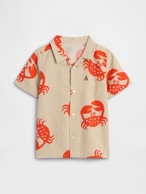 Gap Erkek Bebek Bej Brannan Bear Keten Karışımlı Vacay Gömlek