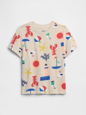 Gap Erkek Bebek Bej Grafik Baskılı T-Shirt