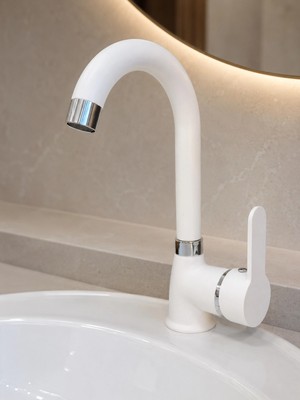 FUALORA Banyo Lavabo Bataryası 360 Derece Döner Borulu Beyaz