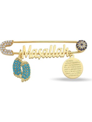 EstoreBox Nereze 925 Ayar Gümüş Maşallah Nazarlı Ayakizi Bebek Çengelli Iğne