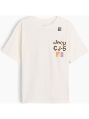Gap Erkek Çocuk Beyaz Relaxed Grafik Baskılı T-Shirt