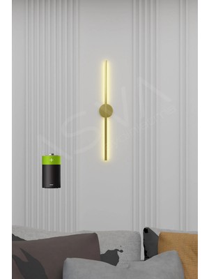 Asva Aydınlatma Eskitme Gold Modern Dekoratif Pilli Aç-Kapa Günışığı LED 70CM Aplik Pil Dahildir
