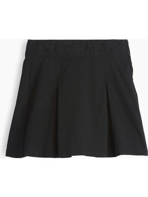 Gap Kız Çocuk Siyah Uniform Pileli Khaki Şort Etek