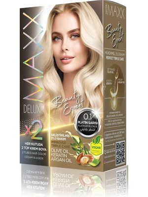 EstoreBox Maxx Deluxe Beauty Expert Hair Color (Kerati̇n)'li̇ 1 Kutu (2 x 50 Ml) (Platin Sarısı 0.1)