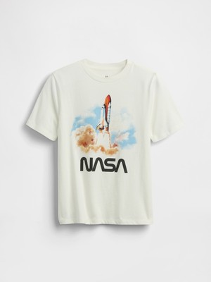 Gap Erkek Çocuk Beyaz Grafik Baskılı T-Shirt