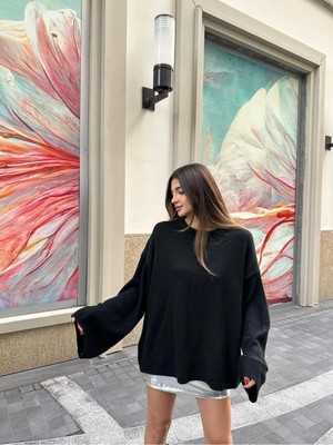 Bellavita Botuique Oversize Salaş Triko Kazak – Siyah