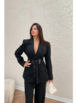 Bellavita Botuique Kemer Detaylı Siyah Takım