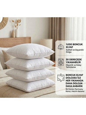 Pratic Home 4 Adet  Boncuk Silikonlu Kare Kırlent Iç Yastığı – 450 gr - 50X50CM