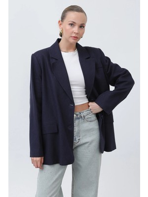 Bellavita Botuique Blazer Ceket 2026 Yeni Sezon Şık Lacivert Oversize Ceket