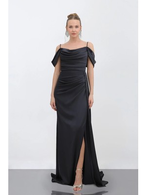 Bellavita Botuique Bellavita Butik Şık Abiye Elbisesi - 2026 Yeni Sezon Saten Drape