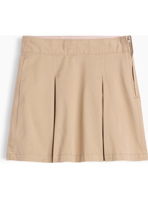 Gap Kız Çocuk Bej Uniform Pileli Khaki Şort Etek
