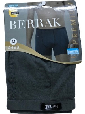 Berrak 4'lü Paket 4488 Ince Lastikli Modal Erkek Füme Boxer Short-Füme-M