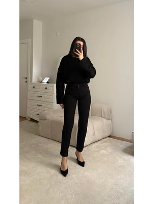 Bellavita Botuique Siyah Yüksek Bel Skinny Jean Pantolon