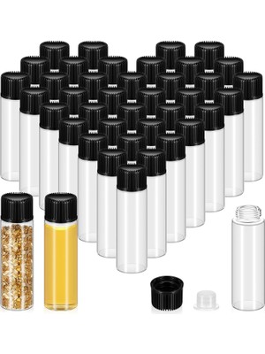 EstoreBox Lallisa 80 Adet Vidalı Kapaklı Plastik Tıpalı Küçük Şeffaf Cam Şişeler Boş Doldurulabilir Seyaha