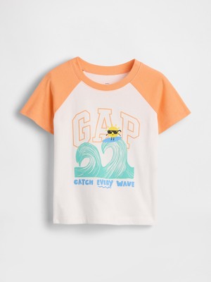 Gap Erkek Bebek Turuncu Colorblock Grafik Baskılı T-Shirt