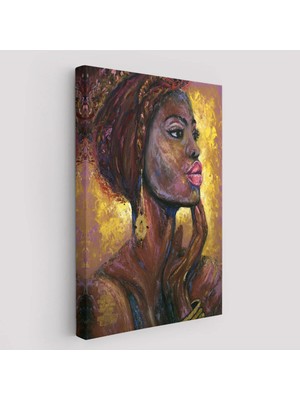 Uslucan Alışveriş Afrikalı Kadın Portresi Pop Art Duvar TABLOSU-6008