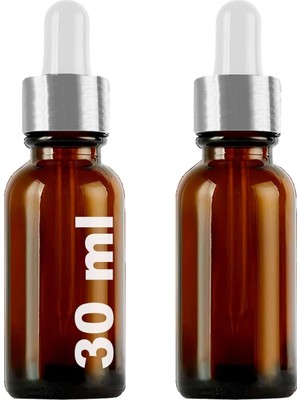 EstoreBox Afracam 30 ml Metal Kapaklı Damlalık Dropper Şişesi 30 cc Cam Şişe 2 Adet (Beyaz Lastik | Güm